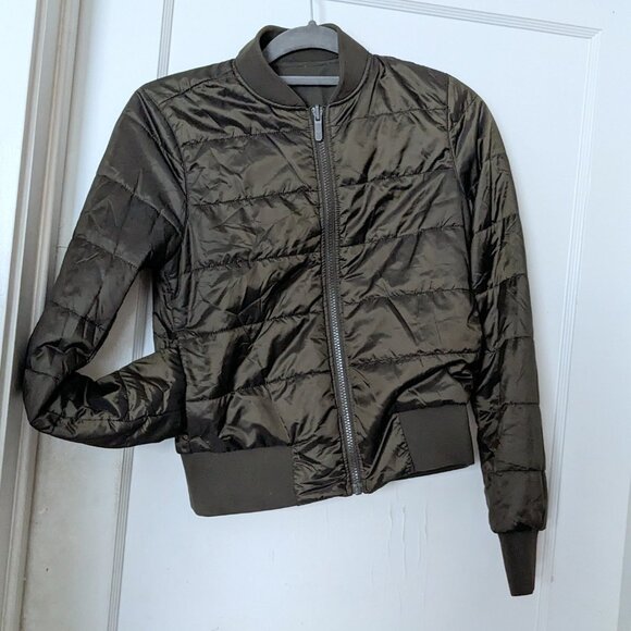 Lululemon Reversible Non Stop Bomber Jacket Dark Olive Green Size 2 - Picture 8 of 12